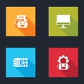 Set Chat bot, Computer monitor, Binary code and Robot setting icon. Vector Royalty Free Stock Photo