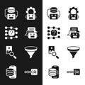Set Chat bot, Neural network, Artificial intelligence robot, Robot setting, Photo retouching, Funnel filter, Binary code Royalty Free Stock Photo