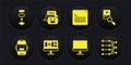 Set Chat bot, Photo retouching, Algorithm, Computer monitor, Web developer programming code, Neural network and icon Royalty Free Stock Photo