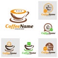 Set of Chat Coffee Logo Design Template. Consult Coffee logo concept vector. Creative Icon Symbol