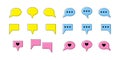 Set of chat message colored line icons. Contour signs, symbols and buttons. Chat bubbles, think clouds outline icons Royalty Free Stock Photo