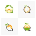 Set of Chat with Modern fresh orange logo vector illustration, Fresh Orange Slice Logo Design Template Royalty Free Stock Photo