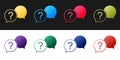 Set Chat question icon isolated on black and white background. Help speech bubble symbol. FAQ sign. Question mark sign Royalty Free Stock Photo