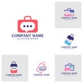 Set of Chat Suitcase logo design vector. Suitcase logo design template concept Royalty Free Stock Photo