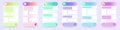 Set of chatbot window dialog interface for website and mobile application. Online live chat app and virtual assistant