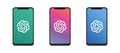 Set ChatGPT logo on the OpenAI website on a smartphone. flat design