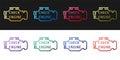 Set Check engine icon isolated on black and white background. Vector Royalty Free Stock Photo