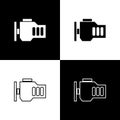 Set Check engine icon isolated on black and white background. Vector Royalty Free Stock Photo