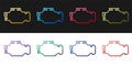 Set Check engine icon isolated on black and white background. Vector Royalty Free Stock Photo