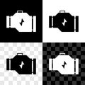 Set Check engine icon isolated on black and white, transparent background. Vector Royalty Free Stock Photo