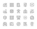 Set of Check Mark and Approve Line Icons. Certificate, Quality Control and more.