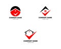 Set of Check Mark Real Estate Logo Template Royalty Free Stock Photo