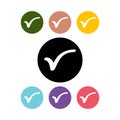 Set of Check mark, tick icon, succes - yes vector illustration isolated on background, vote positive
