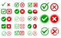 Set of check mark or wrong and right sign option concept.