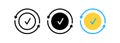 Set of check, tick icons for web and mobile apps.Blue,black and white vector flat check mark icons. eps 10