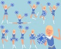 Set of a cheerful cheerleader character.