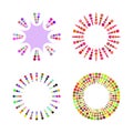 Set of cheerful colored radial framework for the text of the circles