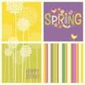 Set of cheerful coordinating retro Spring designs