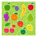 Set of cheerful fruit Royalty Free Stock Photo