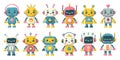 Set of cheerful funny cartoon children\'s robots