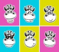 Set of cheerful muzzles with different emotions