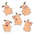 Set of cheerful pigs Cartoon