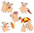 Set of cheerful pigs Cartoon