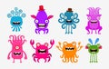 Set of cheerful and terrible monsters, ghosts, aliens. Vector illustration Royalty Free Stock Photo