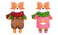 Set of cheerful watercolor christmas corgi illustration