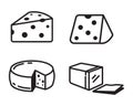 Set of cheese icons with black color