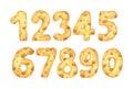 Set of cheese numbers from one to zero. Watercolor illustration Royalty Free Stock Photo