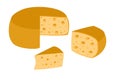 Set of cheese wheels and slices isolated on a white background. heese flat icon. Vector Head of cheese in flat style