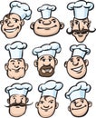 Set of chef cooks cartoon faces