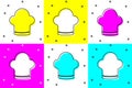 Set Chef hat icon isolated on color background. Cooking symbol. Cooks hat. Vector Royalty Free Stock Photo