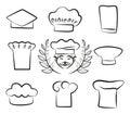 Set of Chef Hats with Cook Man in White Headwear Royalty Free Stock Photo