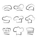 Set of chef hats isolated on white background, ske