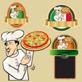 Set of chef with pizza