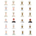 Set of chefs in different uniforms of different races in flat