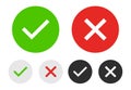 Set of chek marks with green  red  grey  black and white colours. Green tick and red cross. YES or NO accept and decline symbol. Royalty Free Stock Photo