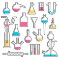 Set of chemical flasks made in styles Royalty Free Stock Photo