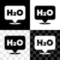 Set Chemical formula for water drops H2O shaped icon isolated on black and white, transparent background. Vector Royalty Free Stock Photo