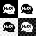 Set Chemical formula for water drops H2O shaped icon isolated on black and white, transparent background. Vector Royalty Free Stock Photo