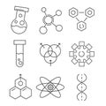 Set of chemical icon, Chemistry lab outline vector illustration Royalty Free Stock Photo