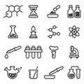 Set of chemistry and cooking related icons. Includes images, glass flasks, test tubes, ingredients and everything