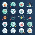 Set of chemistry and science icons in flat style. Vector illustration Royalty Free Stock Photo