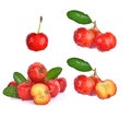 Set of cherry with drop water isolated on white background Royalty Free Stock Photo