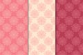 Set of cherry red floral designs. Vertical seamless patterns Royalty Free Stock Photo