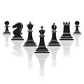 Set of chess club play icons with reflection Royalty Free Stock Photo