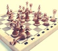 Set of chess figures on the board Royalty Free Stock Photo