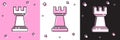 Set Chess icon isolated on pink and white, black background. Business strategy. Game, management, finance. Vector Royalty Free Stock Photo